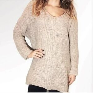 Anthropologie Moth Chain Channel Alpaca and Wool Blend Sweater in Tan size Small